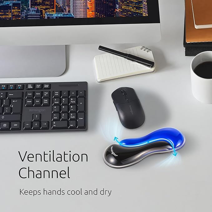 Kensington Slim Duo Gel Mouse Wrist Rest Support Cushion for Low Profile Mice & Trackballs, Ergonomic Mouse Wrist Support for Pain Relief, Comfortable Non-Skid Gel, Blue 7.56" x 2.83" x 0.87" K62439NA