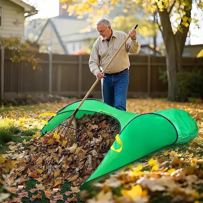 Pssopp Pop Up Leaf Collector, Portable Foldable Leaf Bags Dust Pan Convenient Effortless for Leaves Lawn Debris Grass Clippings Outdoor Gardening Leaf Removal