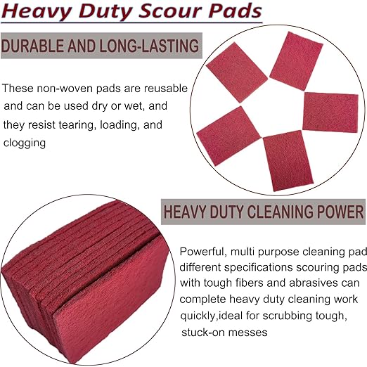 10 Pack 6" x 9" 400 Grit General Purpose Scuff Pads for Scuffing, Scouring, Sanding, Paint Primer Prep Adhesion Scratch - Surface Preparation Automotive Car Auto Body Woodworking (Red)