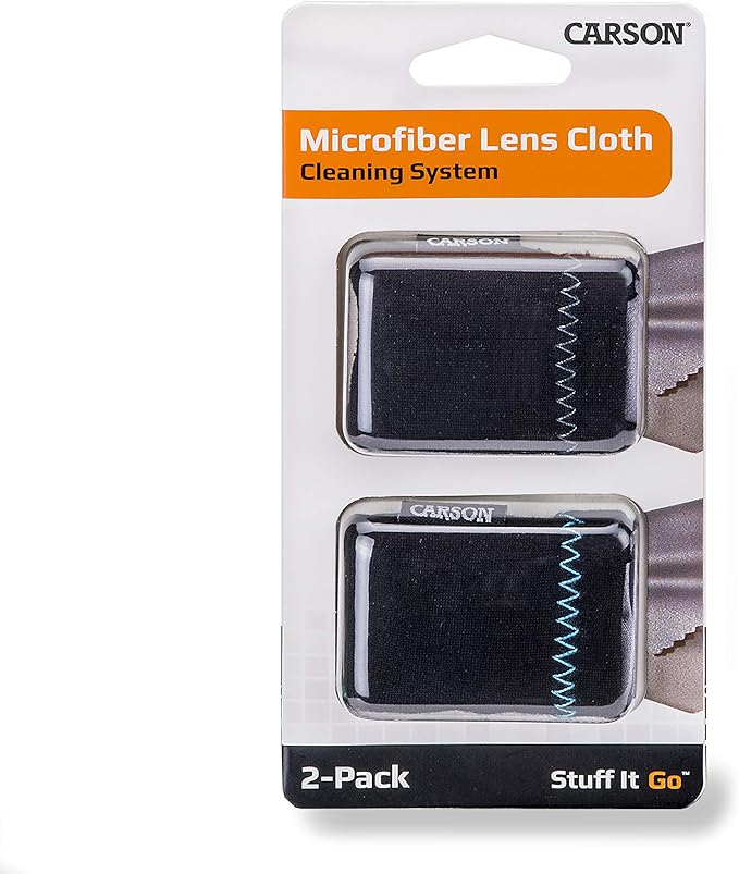Carson Stuff-It Go Microfiber Lens Cloth Cleaning System - 2 Pack (SN-10AM), Black