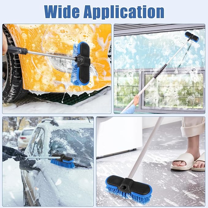Car Wash Brush Head with Soft Bristle, 8in Car Cleaning Brush with Protective Bumper for Cleaning Auto Cars Trucks RV Boat Deck (2 Pack)
