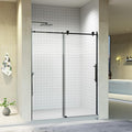 56-60" W x 76" H Frameless Sliding Shower Door, Stainless Steel Round Tube Bathroom Single Sliding Glass Doors with 1/4''(6mm) SGCC Clear Tempered Glass, Reversible Installation, Matte Black