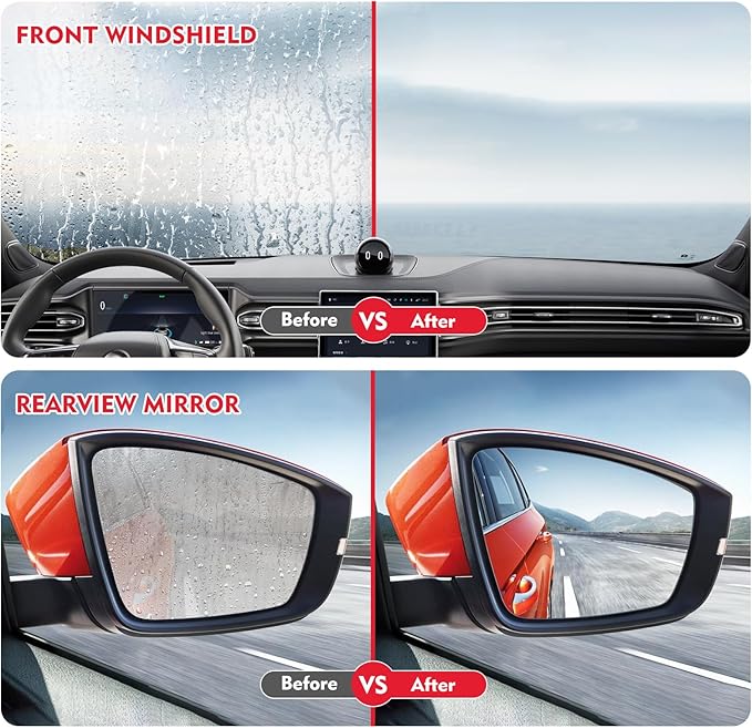Automotive Oil Film Cleaning Brush with Reusable Foam Sprayer, Upgraded Antifog Glass Cleaning Board, Glass Oil Film Remover for Car Windows & Windshields, Versatile Car Glass Cleaner Brush (Red)