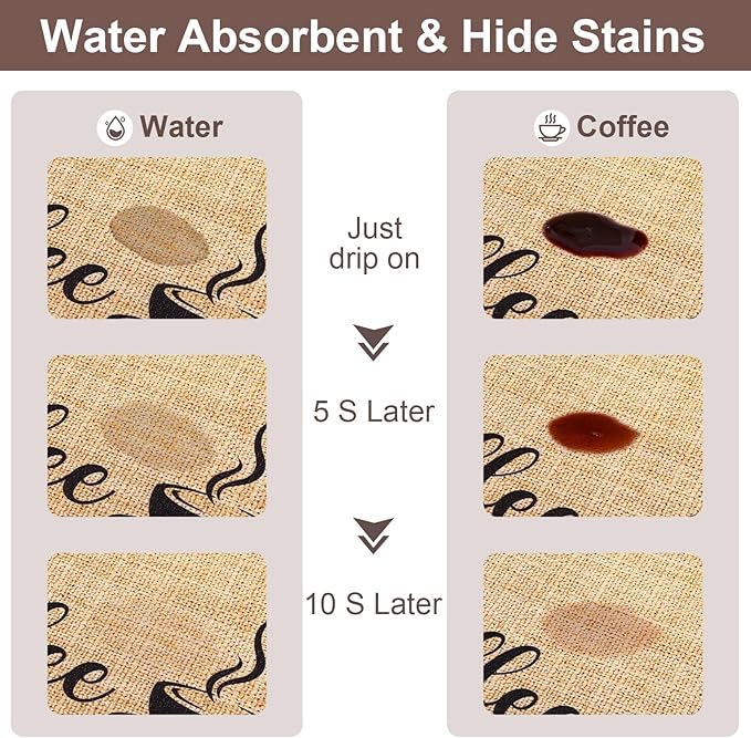 Absorbent Coffee Mat, Fashion Dish Drying Mat for Kitchen Counter Coffee Bar Accessories Espresso Machine Dish Rack 12" x 20" Beige