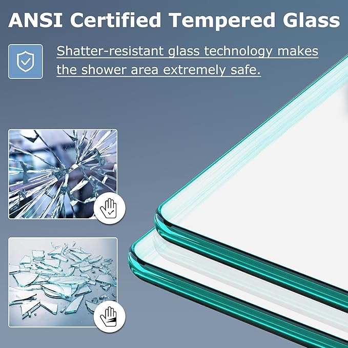 SUNNY SHOWER Double Sliding Glass Door 48" W x 72" H Shower Door 1/4" Tempered Glass Sliding Door Semi-Frameless Shower Glass Enclosure Bypass Walk in Shower Cabin, Brushed Nickel