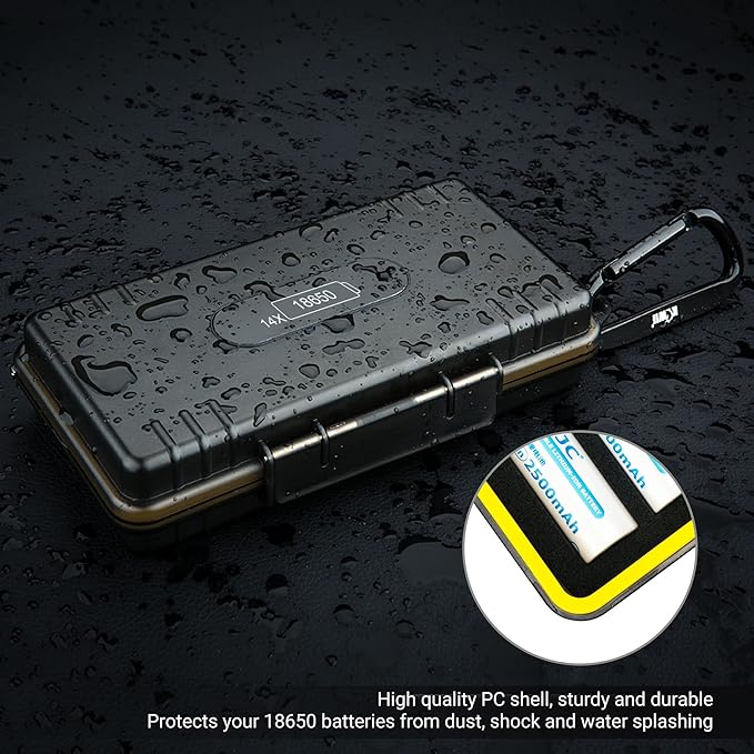 KIWIFOTOS 14 Slots 18650 Battery Organizer Case Protective Hard Storage Case Shockproof 18650 18350 Battery Holder Box Batteries Container