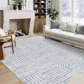 Washable Rug 6x9 Area Rugs for Living Room, Abstract Rug for Bedroom, Soft Rainbow Non Slip Throw Rugs with Rubber Back, Low Pile Stain Resistant Boho Geometric Carpet for Dining Room, Ash