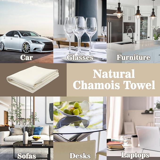MAQIHAN Chamois Cloth for Car - Sheepskin Cleaning Cloth Car Drying Towel Real Sheepskin Leather Large Chamois Car Drying Rag Shammy Cloth for Car (5.7 sq ft)