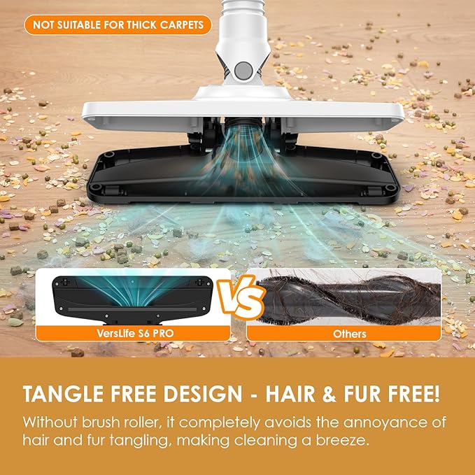 VersLife Cordless Vacuum Cleaner, Cordless Stick Vacuum for Pet Hair & Hard Floors, 30Kpa Powerful Suction, Up to 35 Mins Runtime 6-in-1 Lightweight Handheld Vacuum Cleaner