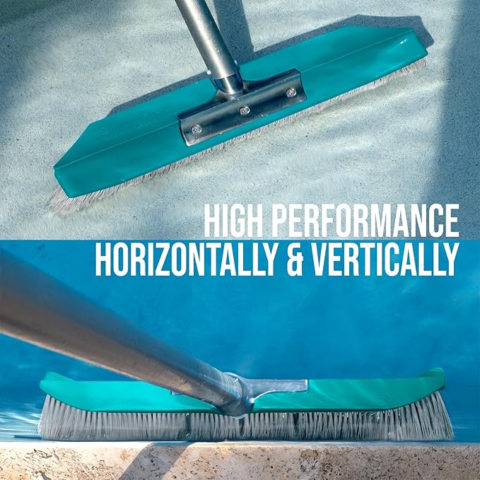 SweepEase® Swimming Pool Brush, 18" Pro Series Pool Brush, Durable Poly Bristles, Sticks to Walls and Floor Guaranteed, Green, Patented Design