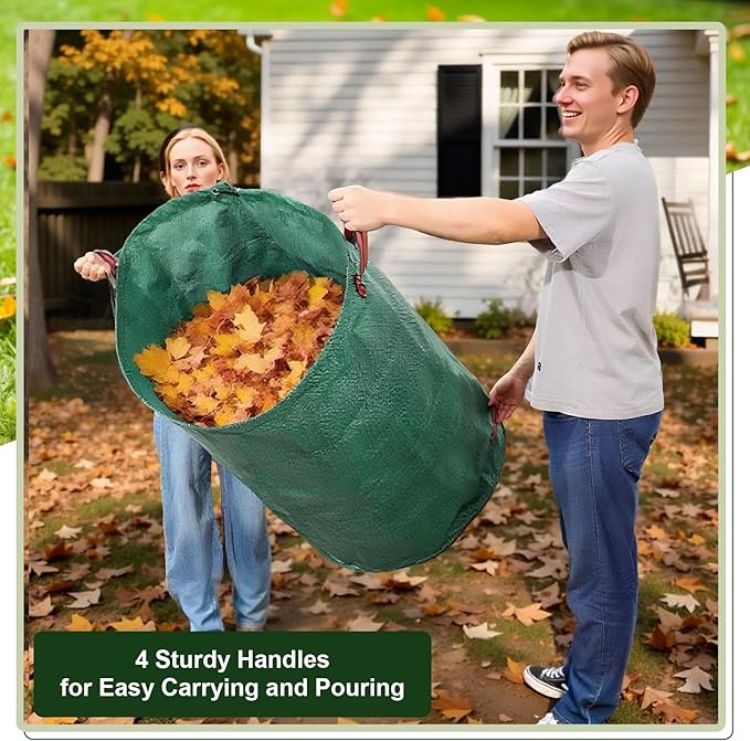 72 Gallons Reusable Yard Waste Bags, 2 Packs Lawn and Leaf Bags With Reinforced Handles, Collapsible Garden bag For Leaves,Grass,Storm Debris,Construction Waste, Standable&Foldable
