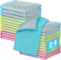 AIDEA Non Scratch Wire Dishcloth 24PK, Upgraded Wire Dishwashing Rag for Kitchen, Dual Sided, Dish Cloths for Washing Dishes, Cleaning Pads Steel Scrubber for Cookware, Sinks, Dishes, Stove Tops,7"×8"