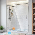 56-60" W x 75" H Frameless Shower Door, Magnetic Sliding Glass Shower Door, 5/16"(8mm) Tempered Glass, Leak-Proof Seals, Stainless Steel Hardware, Easy-Clean Nano Coating, Brushed Stainless