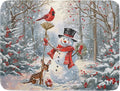 Winter Snowman Dish Drying Mat for Kitchen Counter Red Bird Berry Dishes Drainer Mats Holiday Microfiber Absorbent Dish Rack Pad 18x24 Inch