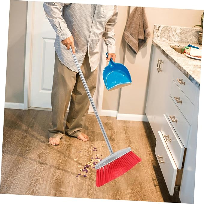 Heavy Duty Commercial Broom with Long Handle Soft Bristles for Efficient Indoor and Outdoor Floor Cleaning for Home Use and Hair Collection