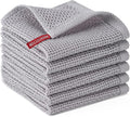 BOOMIBOO 6-Pack Kitchen Dish Cloths, 100% Cotton Waffle Weave, Ultra Soft Absorbent, Quick Drying Dish Towels, 12x12 Inches，Light Grey