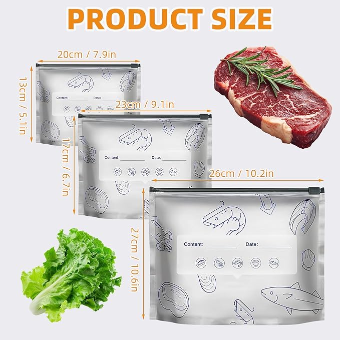 30PCS Reusable Aluminum Foil Sealable Storage Bags Reusable Aluminum Foil Freezer Bags For Snacks Spices Meat Vegetables Dried Foods (10*S+10*M+10*L)