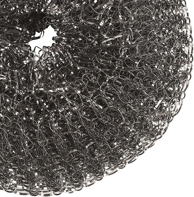 Heavy-Duty Stainless Steel Wool Barbecue Grill Cleaning Scrubber Pads, Replacement Steel Wool Brush Head, 2 Pack