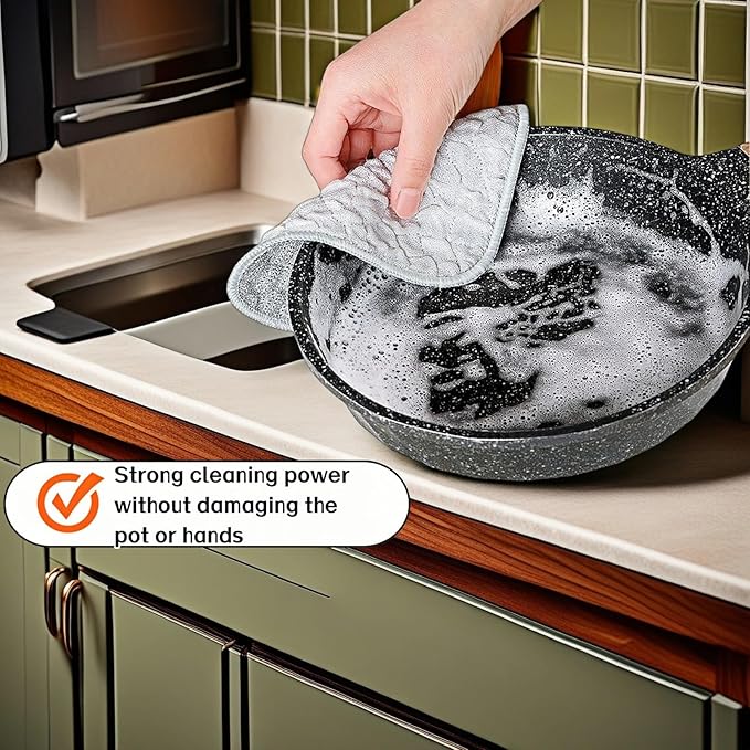 10Pack Scrubber Sponge for Dishes, Pans & Grease - Dual-Side Non-Scratch, Super Absorbent, Heat Resistant - Strong Cleaning Power for Kitchen, Glass, Stove (Color Random)