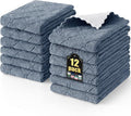 Mordimy 12 Pack Kitchen Towels (20" x 10", Dark Grey & White), Super Soft and Absorbent Dish Towels, Coral Velvet Microfiber Cleaning Cloth, Nonstick Oil Fast Dry Dish Cloths