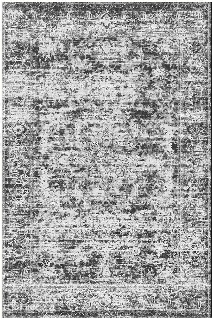 4x6 Area Rugs for Living Room, Bedroom, Dark Grey Rugs, Small Washable Non Slip Entry Rugs, Vintage Boho Soft Indoor Rug for Nursery, Bathroom, Office