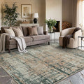 6x9 Washable Area Rug for Living Room, Modern Abstract Large Boho Rugs for Office, Dining Room, Kids Room, Farmhouse, Durable Low Pile Non Slip Carpet for High Traffic Areas, Moss
