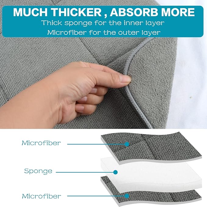 SINLAND Microfiber Dish Drying Mat Super Absorbent Dish Drying Pad for Kitchen Counter, Mat for Countertops or Sinks 16X18Inch Dark Grey 2 Pack
