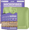 Jestik Microfiber Cleaning Cloth - Japanese Lens Wipes for Eyeglasses, Camera Lenses, Screens & More - Versatile Glasses Cleaner Cloths, Lint-Free, Washable (Black/Olive Green - Pack of 6)