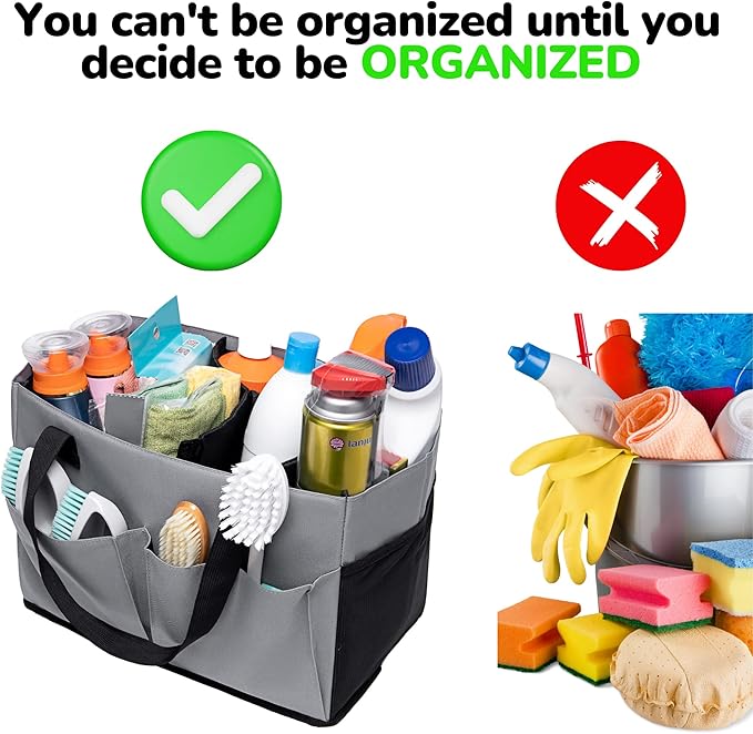 Cleaning Caddy with Handle and Shoulder Strap Organizer for Cleaning Supplies