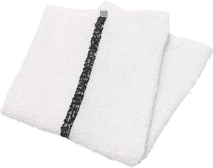 Arkwright Qwick Wick Bar Mop Towels Bulk - (Pallet of 4200) 100% Cotton Quick Dry, Super Absorbent Multipurpose Cleaning Rags for Restaurants, Kitchen, Bathroom, Hotel, 16 x 19 in, Black Stripe