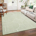 Washable Rug 8x10 Area Rugs for Living Room, Abstract Rug for Bedroom, Soft Rainbow Non Slip Throw Rugs with Rubber Back, Low Pile Stain Resistant Boho Geometric Carpet for Dining Room, Green