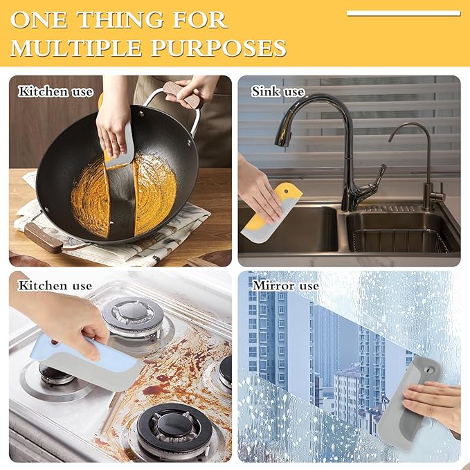3 Pcs Small Squeegees Mini Rubber Blade Mini Water Scraper Window Tint Tools Glass Cleaner Squeegee Tool for Window, Mirror, Bathroom, Kitchen Countertops and Sink, Car Windshield (3 Colors)