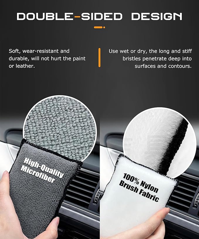 3PCS Car Interior Cleaning Sponge Block,Interior Scrub Pad,Car Accessories Auto Detailing Scrub Pads,Microfiber Cleaning Sponge,Suitable for Car Interior,Leather,Plastic,Vinyl (Gray&White)