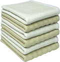 Bumble Premium Dish Cloths 13"x13" (6 Pack) | 100% Natural Ring Spun Cotton | 400 GSM | Highly Absorbent & Soft |Yarn Dyed & Solid Dyed Terry Dish Cloth Set - Sage