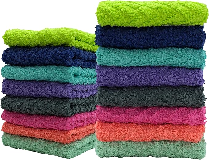 ZUPERIA Zigzag Multicolor Wash Cloths -24 Pack -12" x 12"- Highly Absorbent Soft Washcloths for Face, Gym Towels, Hotel Spa Quality, Reusable & Multipurpose Wash Cloth Towels