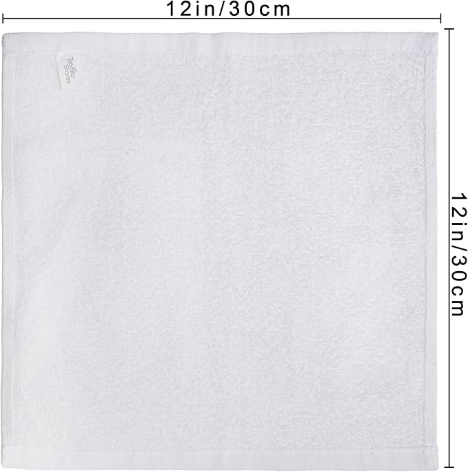 Basic Wash Cloths 12x12 Inches – Pack of 12 – White Color – Soft and Absorbent Multipurpose Cotton Washcloths for Bathroom, Spa, Gym, Salon, Hotel, and Everyday Use