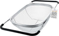 U.S. Kitchen Supply Stainless Steel Colander Strainer - 6-Quart Collapsible Colander with Expandable Rubber Handles - Rectangular Sieve, Fine Mesh Stainless Steel Strainers and Colanders for Kitchen