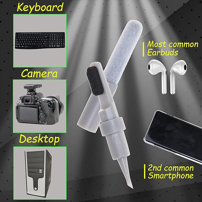 Camkix 6-in-1 Electronics Cleaning Kit - Key Puller, Flocking Sponge Cleaner, Pen Nibs, Cleaning Cloths - Keyboards, Earbuds, Hearing Aids- Cleaner for Smartphones, Laptops, PC Monitors, Cameras