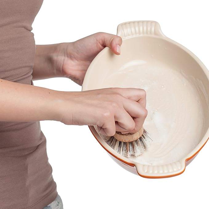 REDECKER Natural Fiber Bristle Pot Brush, Untreated Beechwood Handle, Heat-Resistant Union Fiber Head for Cleaning Pots, Pans and More, 2-1/2 inch Diameter - Beechwood Dish Brush -Scrubber