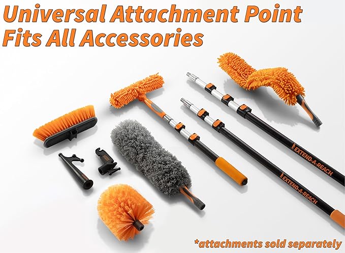 5-18 ft Long Telescopic Extension Pole // Multi-Purpose Extendable Pole with Universal Twist-on Metal Tip // Lightweight and Sturdy // Best Telescoping Pole for Painting, Dusting and Window Cleaning