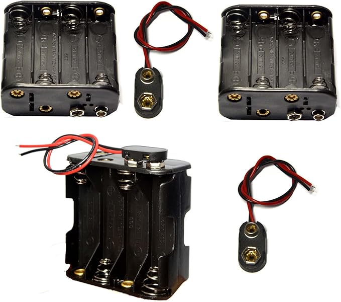 3 Pcs 8 x 1.5V (12V) AA Battery Holder Leads with 3 Pcs I Fonts Clip Connector Plastic Housing Two Layers Battery Case