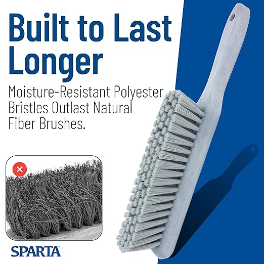 SPARTA Handheld Soft Counter Brush 8 Inch Bristle Span, Multi-Use Dust Brush with 5 Inch Handle for Tables, Countertops, and Delicate Surfaces, Polyester, Gray