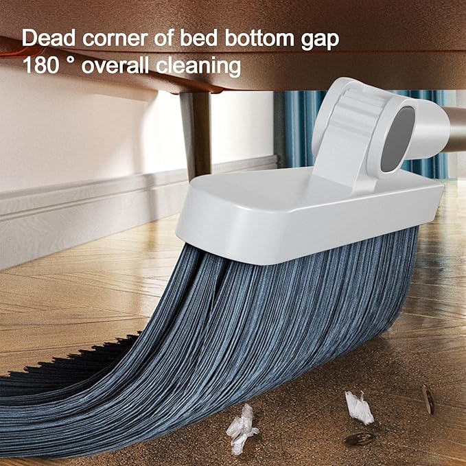 Broom and Dustpan Set, Long Adjustable Handle Indoor Sweeping Brooms, 180° Rotating Broom with Standing Storage and Scraping Teeth Dustpan to Clean Hair for Home Kitchen