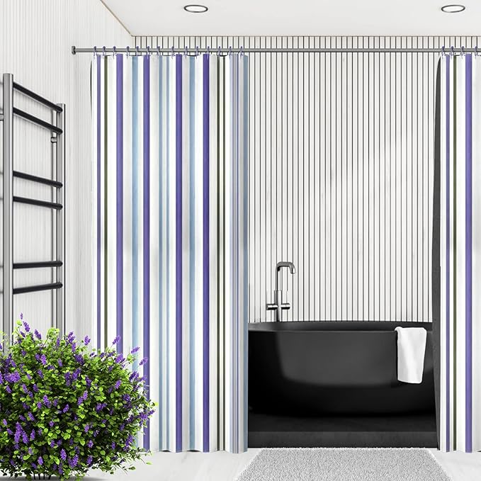 Goowin Shower Curtain Hooks, 12 Pcs Shower Curtain Rings, Stainless Steel Shower Curtain Hangers, Double Hook Shower Curtain Hooks, Smooth Sliding Anti-Drop Shower Rings for Curtain (Purple)
