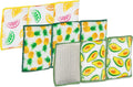 Smart Design Heavy Duty Scrub Sponge with Bamboo Odorless Rayon Fiber - Set of 9 - Ultra Absorbent - Soft & Metallic Scrub - Cleaning Dishes & Hard Stains - Kitchen - Pineapple, Citrus, Avocado Prints