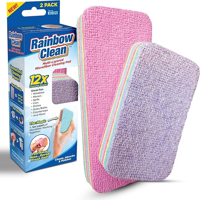Multilayered Microfiber Cleaning Pads – 2 Pack of Ultra-Absorbent, Reusable for Wet or Dry Use, Ideal for Blinds, Kitchen, Home Surfaces – 12 Tearable Layers for Cleaning - Combo