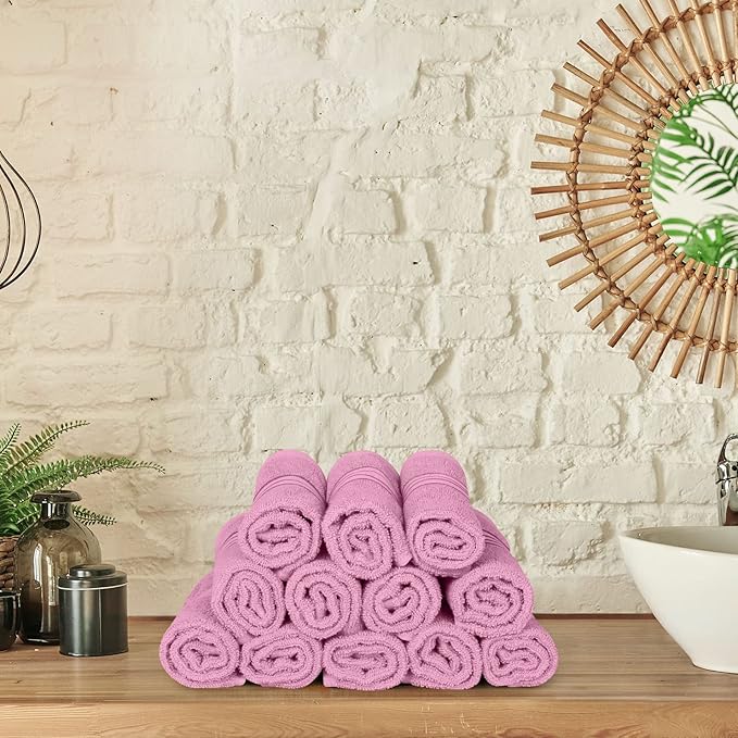 Utopia Towels Wash Cloths Set, 12 by 12 Inches, 100% Cotton Ring Spun, Highly Absorbent and Soft Feel Washcloths for Bathroom, Spa, Gym, and Face, 12 Pack Pink