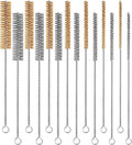 14-Pieces Brass Wire Brush Stainless Steel Tube Brush Set 12" Round Wire Brushes Kit Bore Brush Metal Bristle Cleaning for Pipe, Tube, Auto Parts, Engine (6mm/8mm/10mm/12mm/15mm/20mm/22mm)