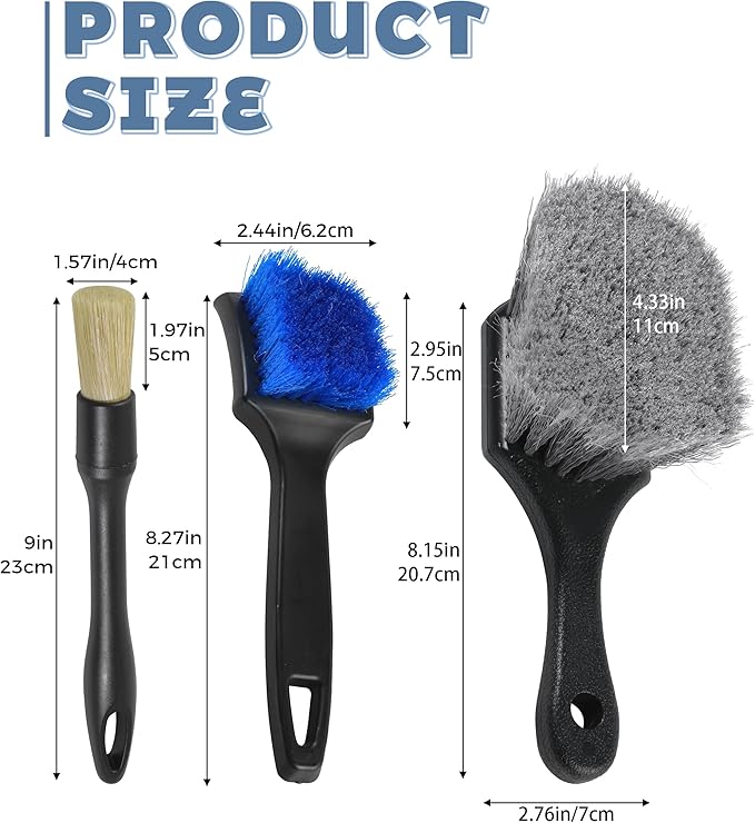3PCS Wheel Brush,Car Accessories Wheel Rim Tire Cleaning Brush Set,Used to Clean Car Internal and External Body Surface,Suitable for Most Cars,Trucks,Motorcycles,SUVs,RVs,and More