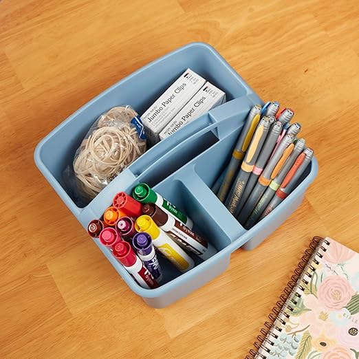 ECR4Kids 3-Compartment Storage Caddy, Storage Organizer, Earthtone, 6-Pack